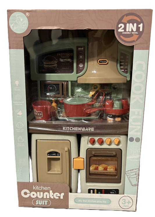 My first kitchen play toy, kitchen counter suit, 2 in 1 model for ages 3+